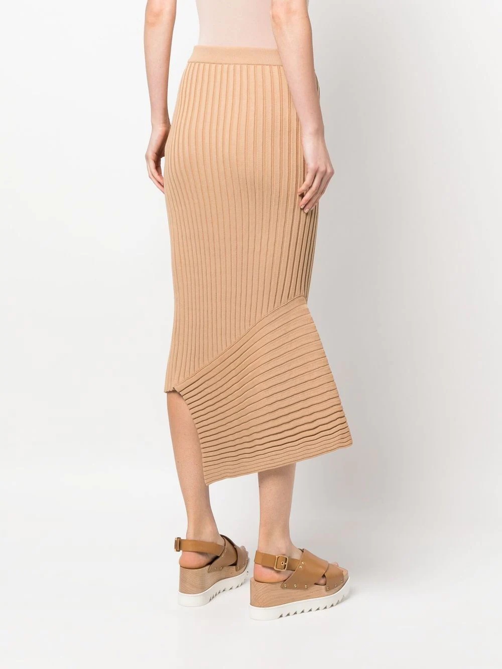 asymmetric rib-knit wrap skirt - 4