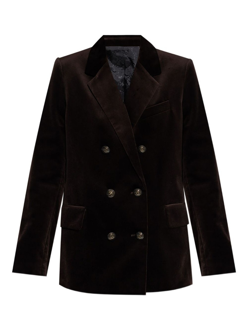 double-breasted velvet blazer 1