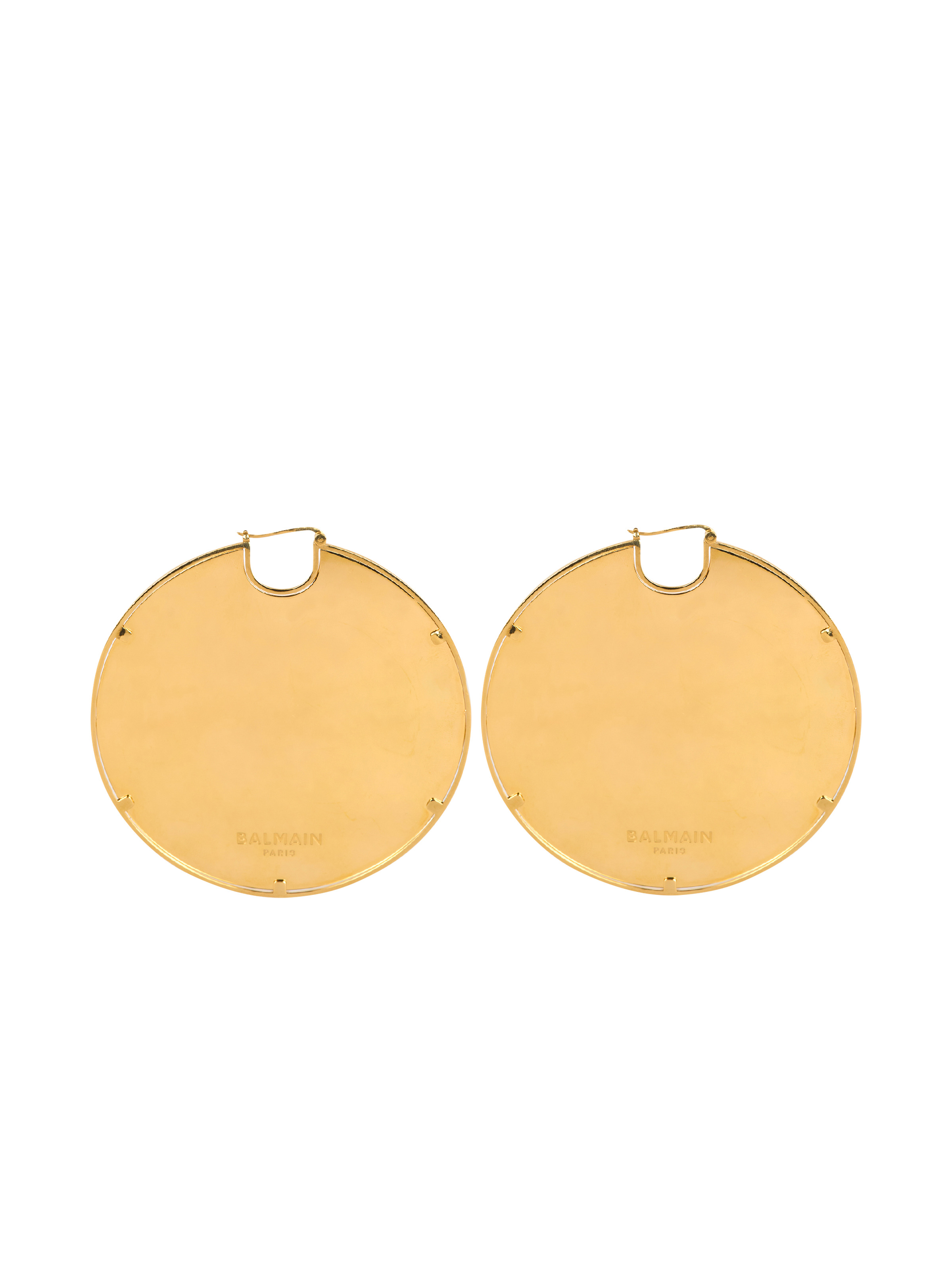 Balmain-engraved brass hoop earrings - 1