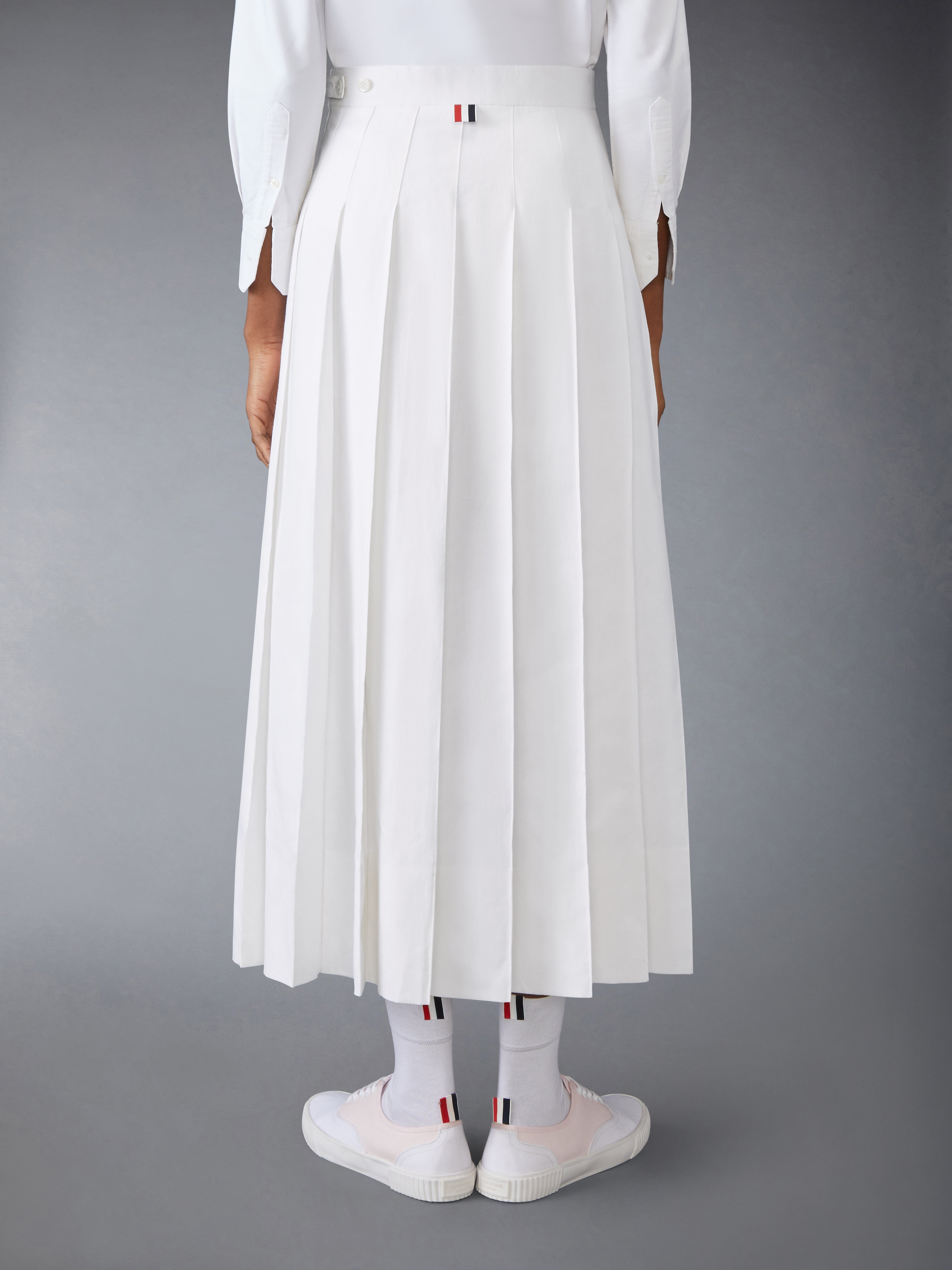 CLASSIC LINEN COTTON PLEATED SKIRT - 4