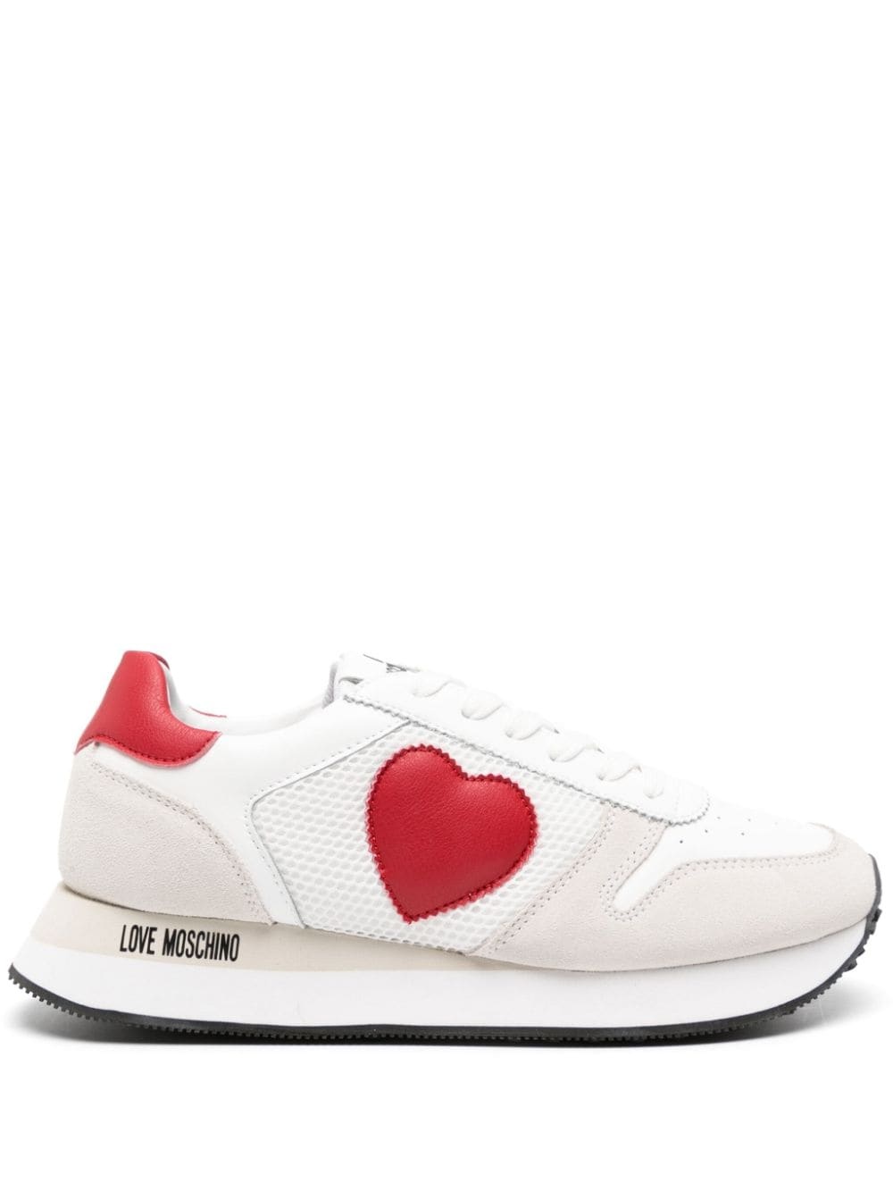 heart-patch leather sneakers - 1