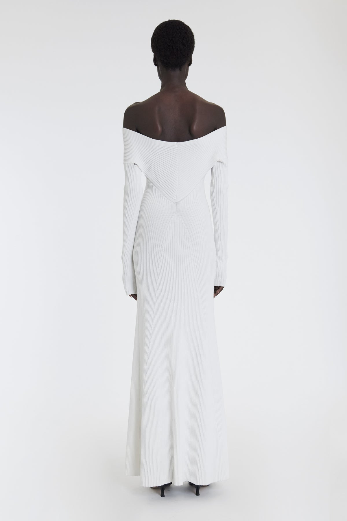 KNIT MAXI OFF SHOULDER DRESS IVORY - 2