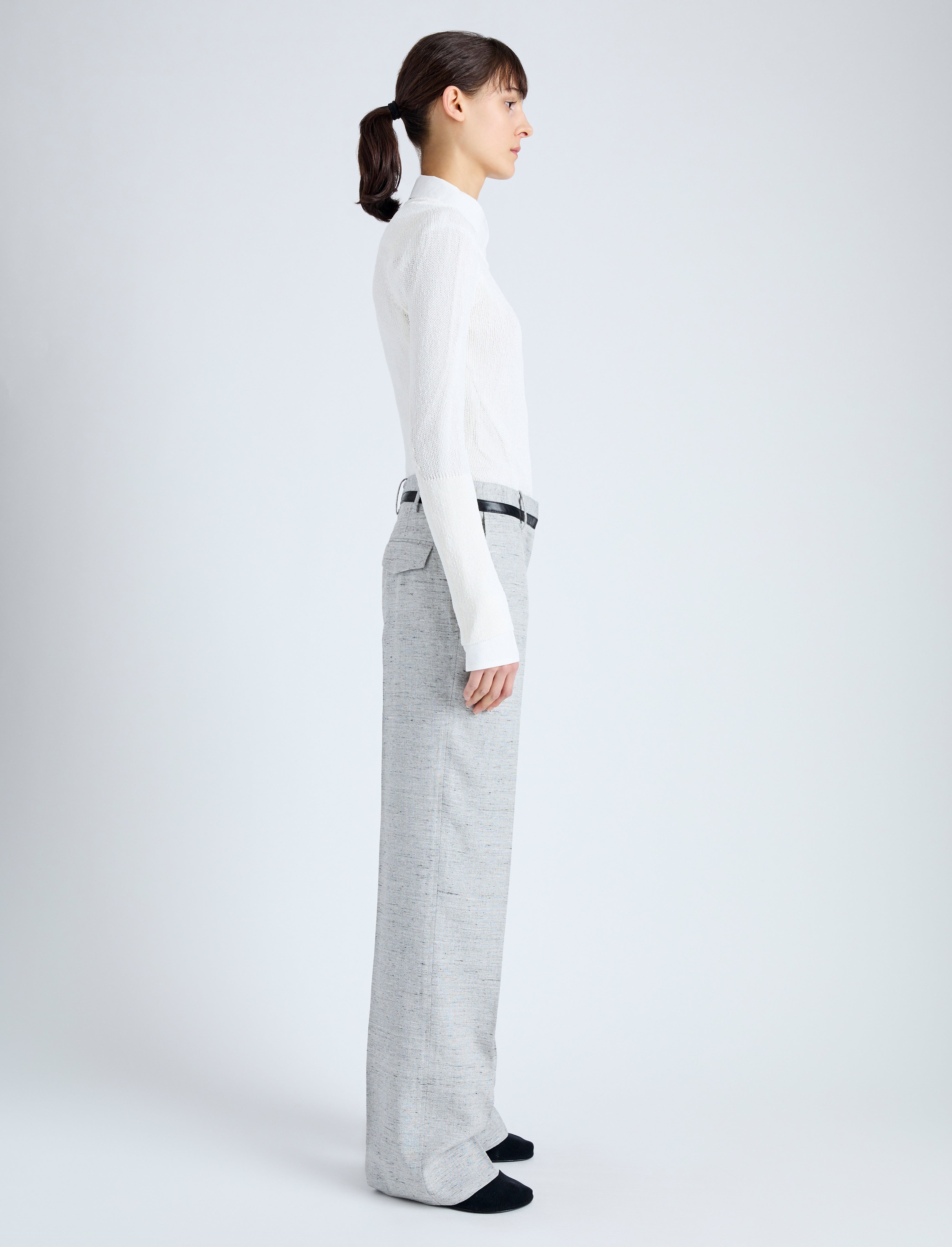 Aiden Pant in Melange Viscose Linen - 3