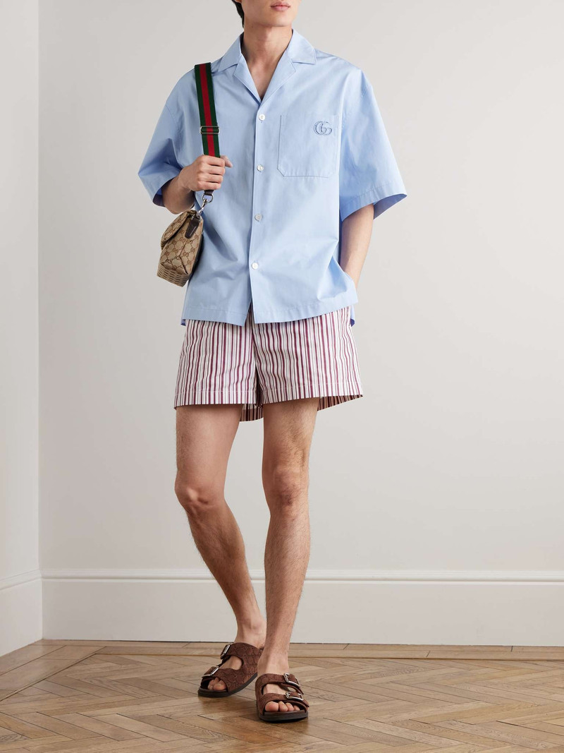 GUCCI Straight-Leg Striped Cotton-Poplin Shorts outlook