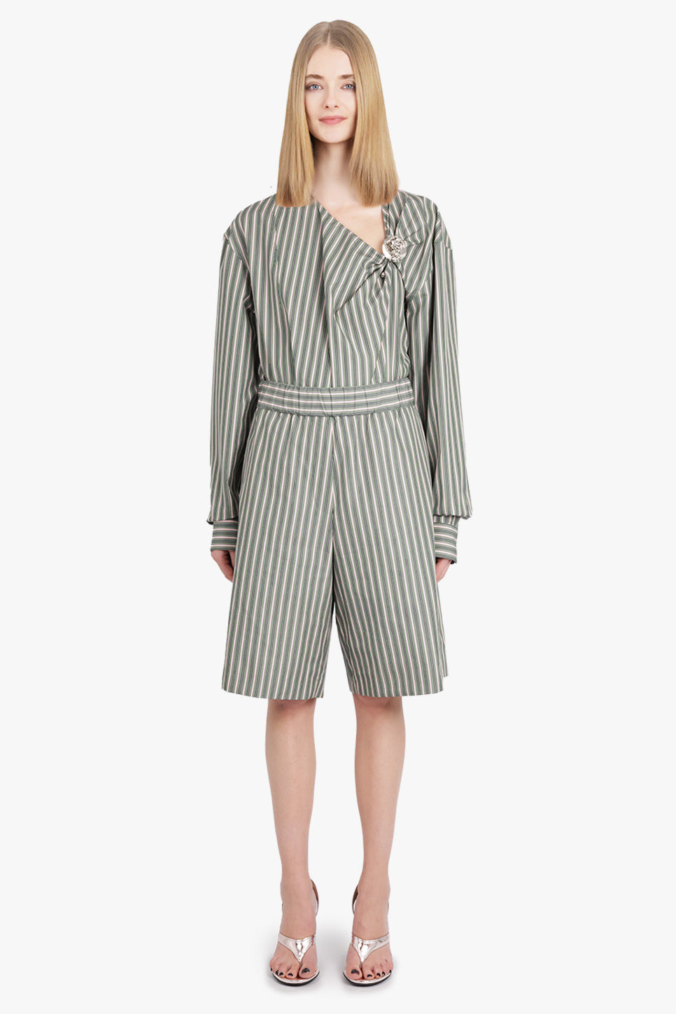 POMY STRIPE LONG LENGTH SHORT | PISTACHIO/PINK - 2