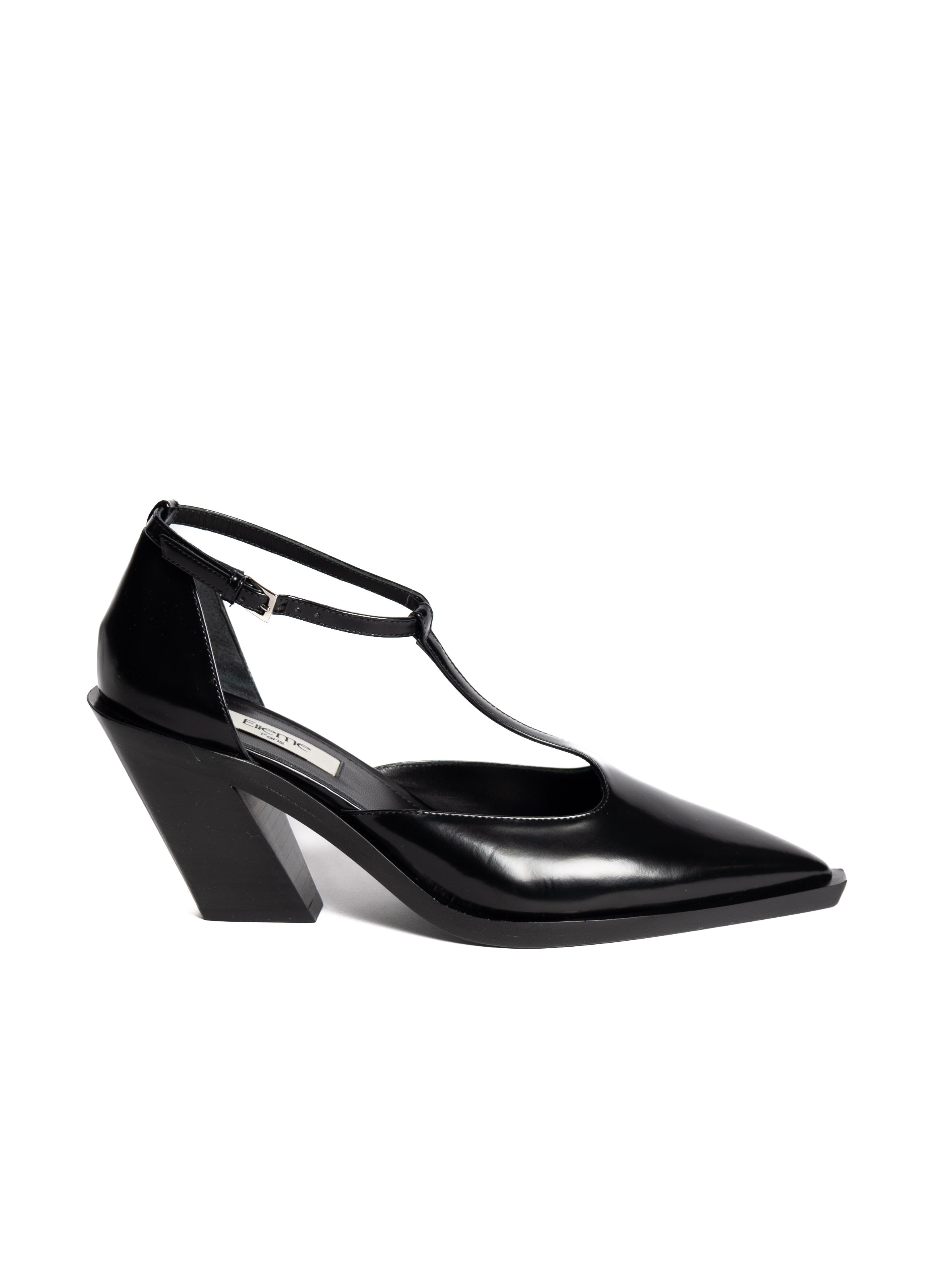 Eclair T-strap Mary Jane Semi Patent Black - 3