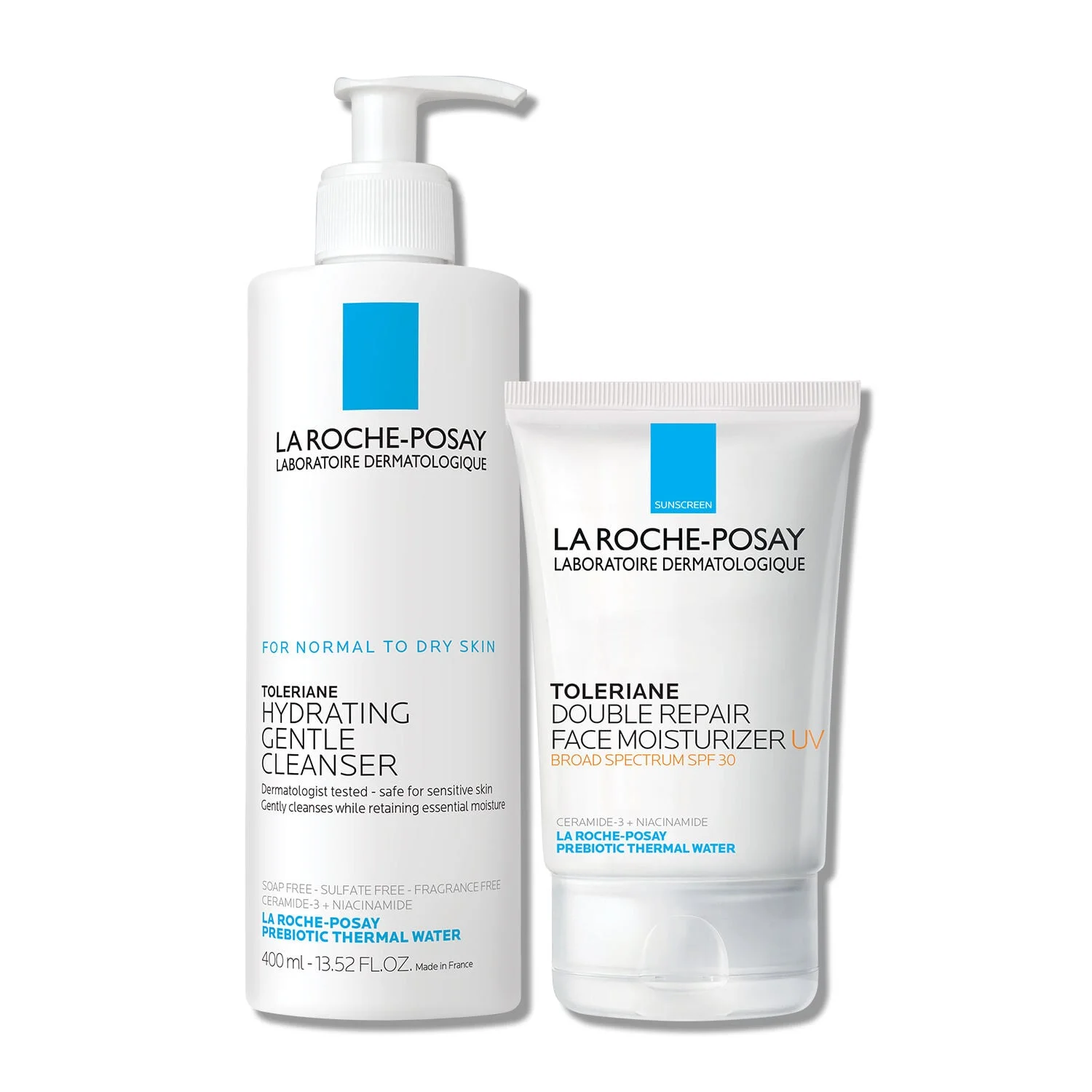 Toleriane Hydrating Gentle Cleanser & Double Repair Face Moisturizer SPF 30 Set - 1