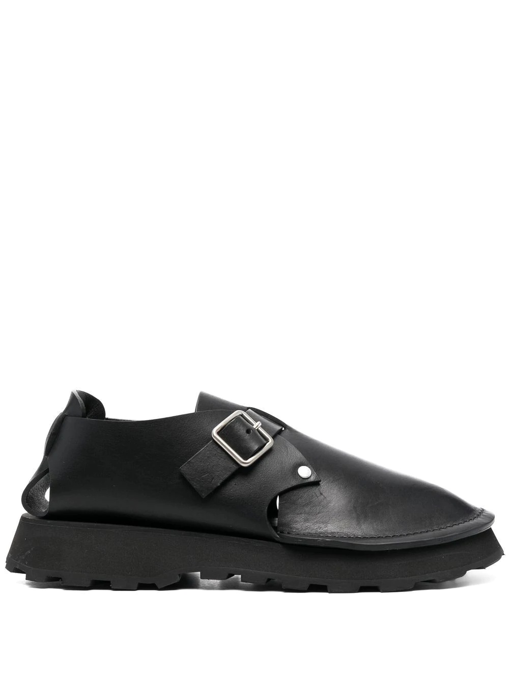 buckled leather monk shoes - 1