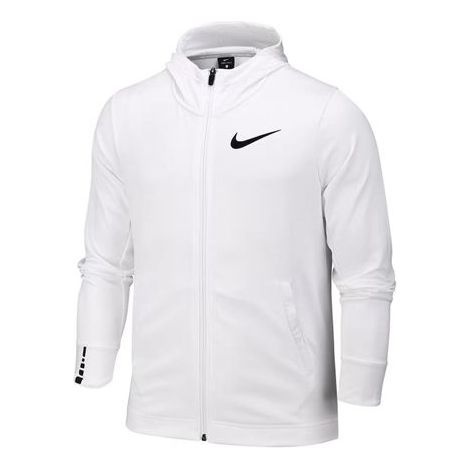 Nike swoosh logo hooded Elite Basketball Training Jacket White AQ9714-100 - 1