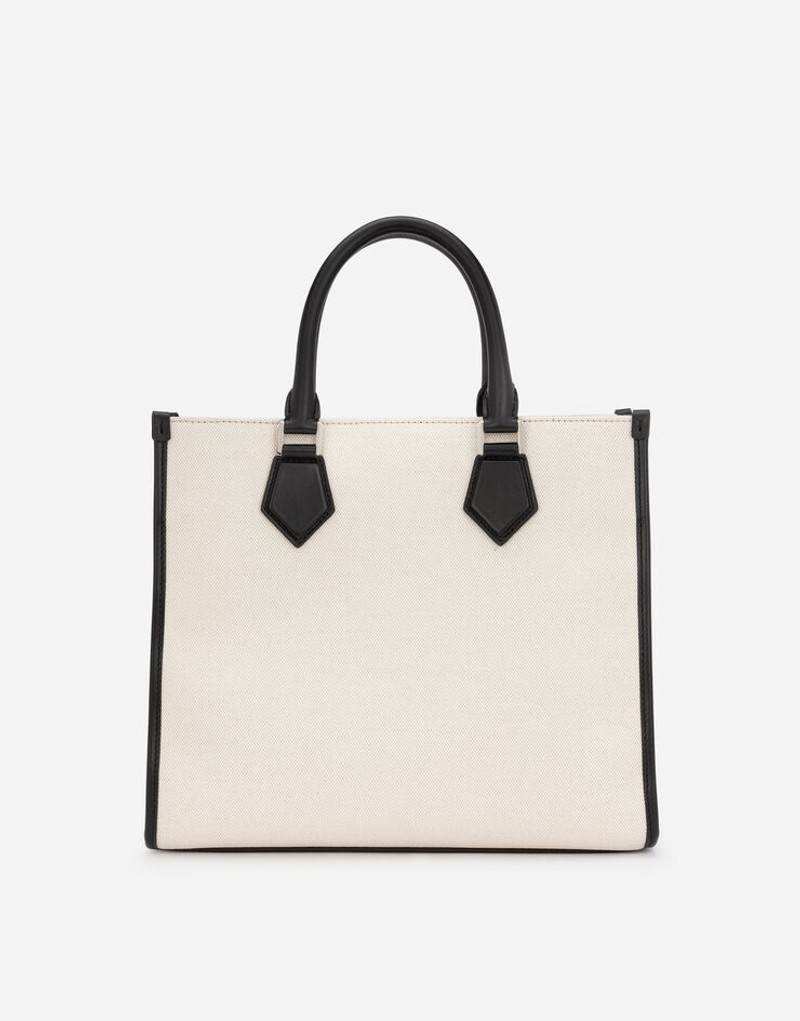Canvas shopper with calfskin nappa details 4