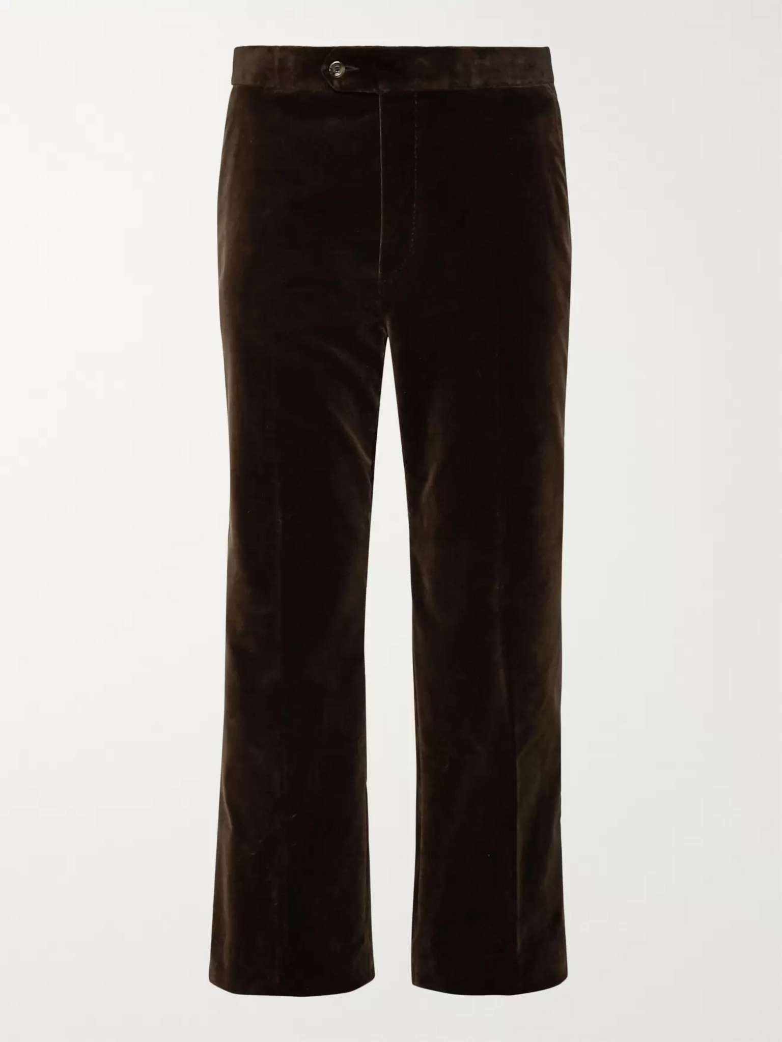 Wide-Leg Cropped Cotton-Velvet Trousers - 1