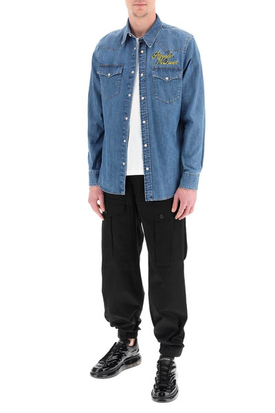 Alexander McQueen DENIM SHIRT WITH EMBROIDERED LOGO outlook