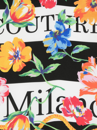 Moschino floral logo-print silk scarf outlook