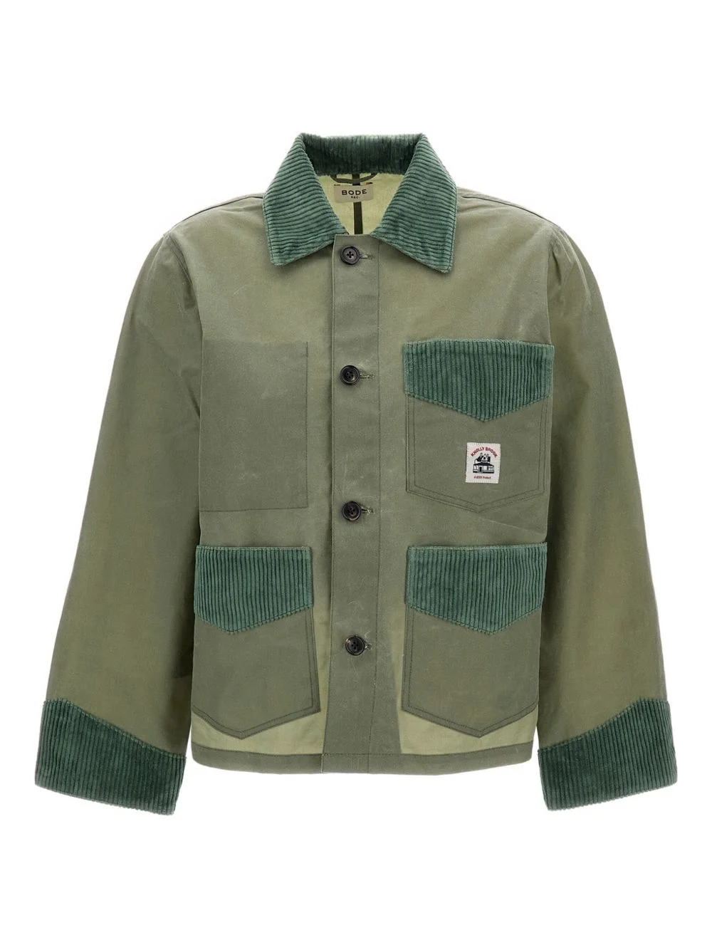 corduroy-trim patch-pocket jacket - 1