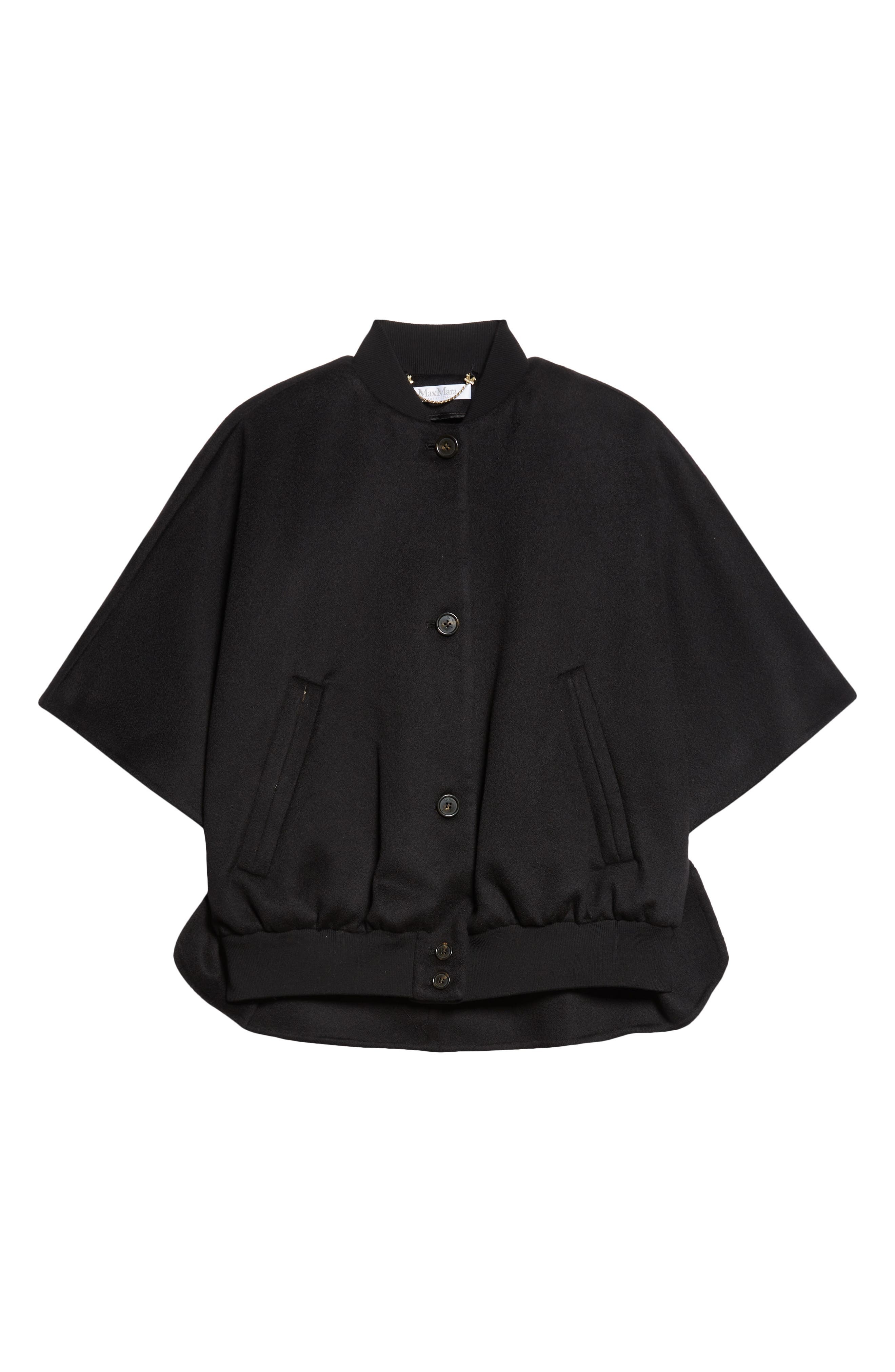 Max Mara Leticia Double Face Cashmere Cape in Nero at Nordstrom - 6