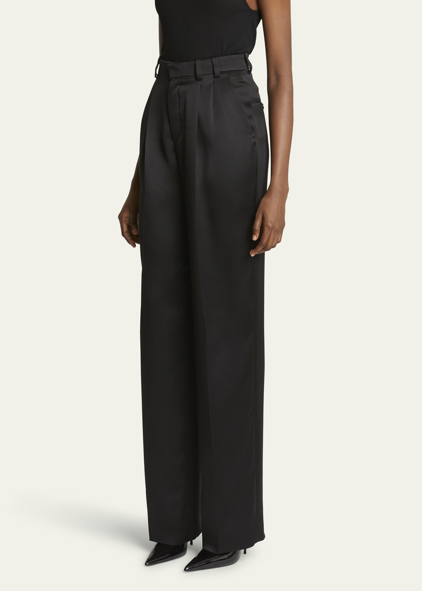 Satin Straight-Leg Trousers - 4