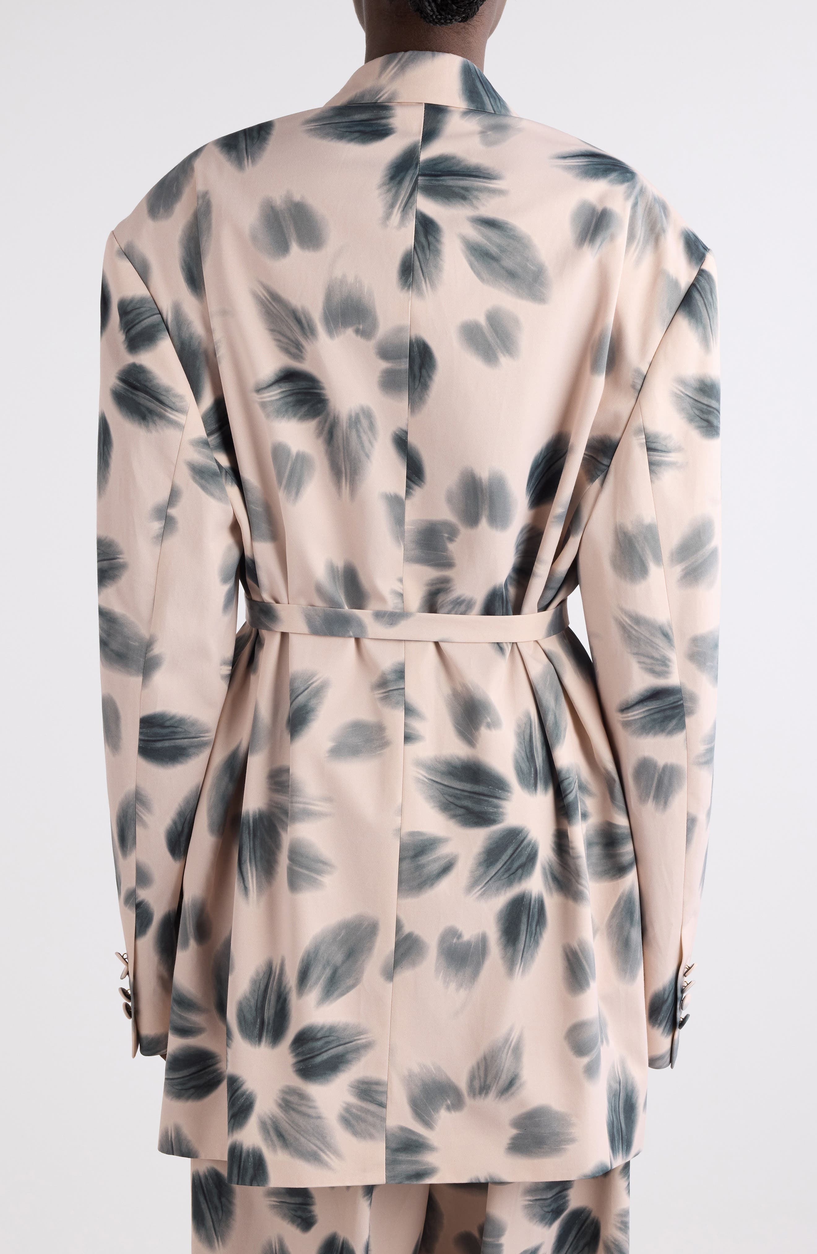 Dries Van Noten Blessy Floral Print Belted Double Breasted Blazer in Blush at Nordstrom - 3