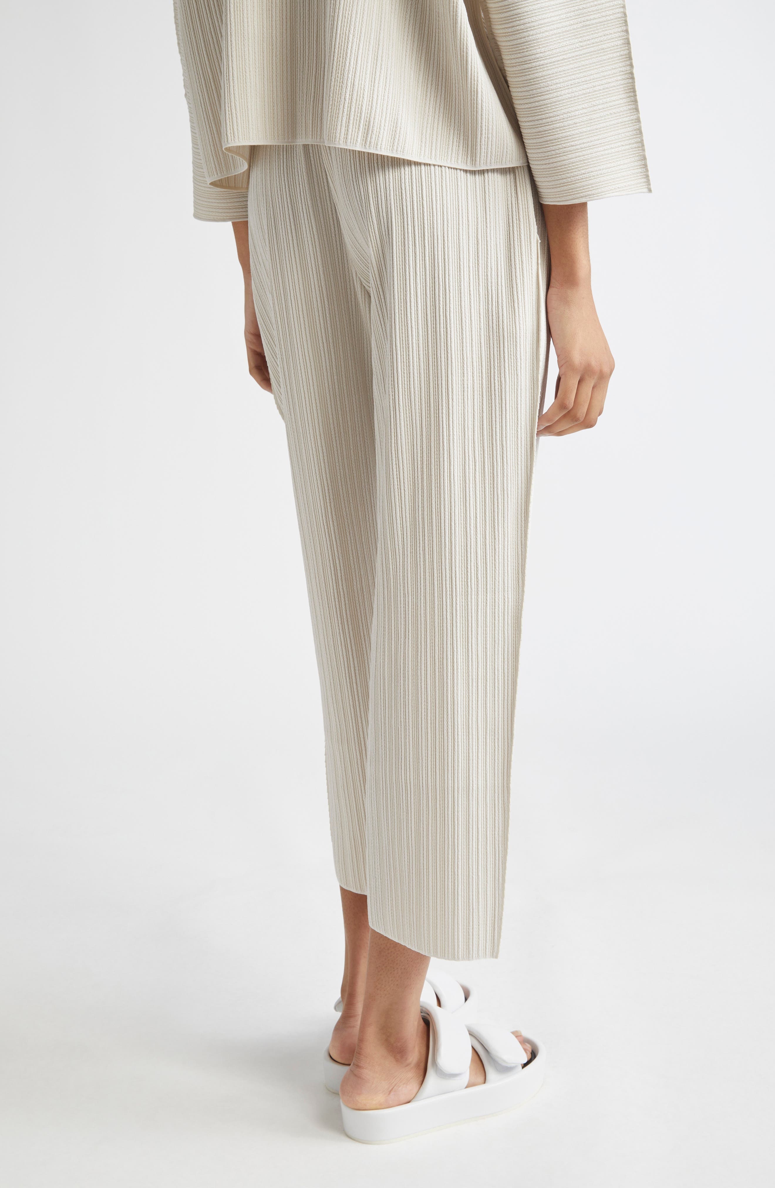 Pleats Please Issey Miyake A-POC Crop Pants in Off White at Nordstrom - 3