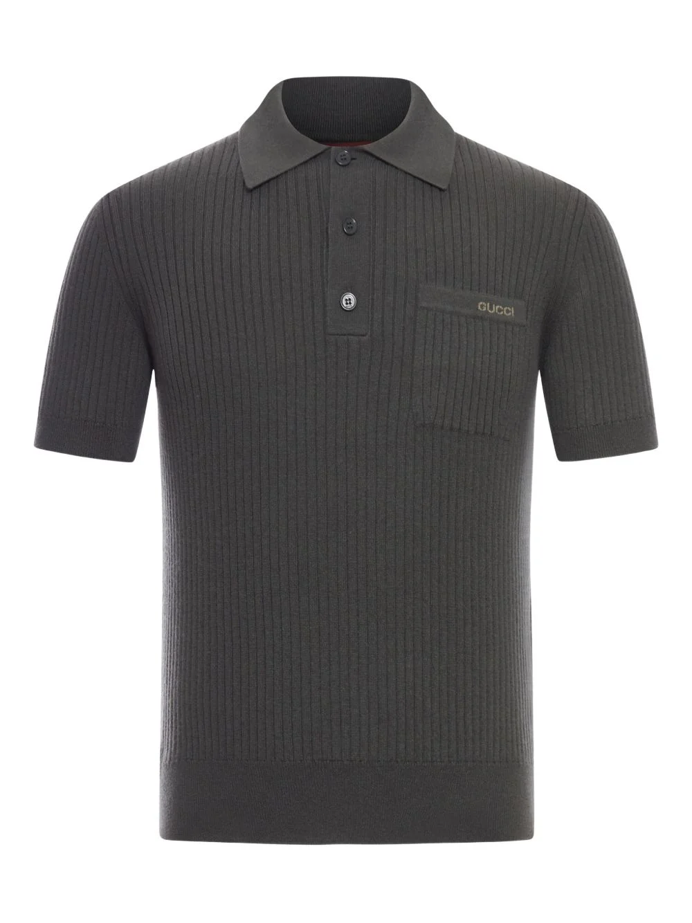 chest-pocket ribbed polo shirt - 1