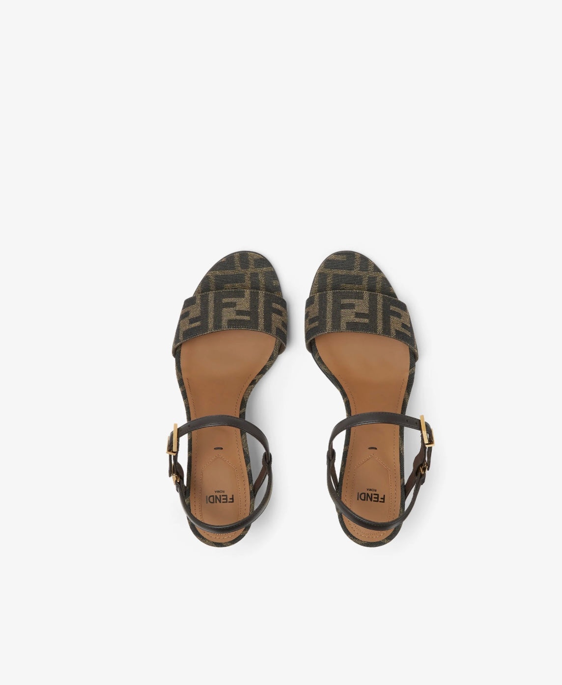 FENDI DELFINA FF JACQUARD HEEL  SANDALS - 3