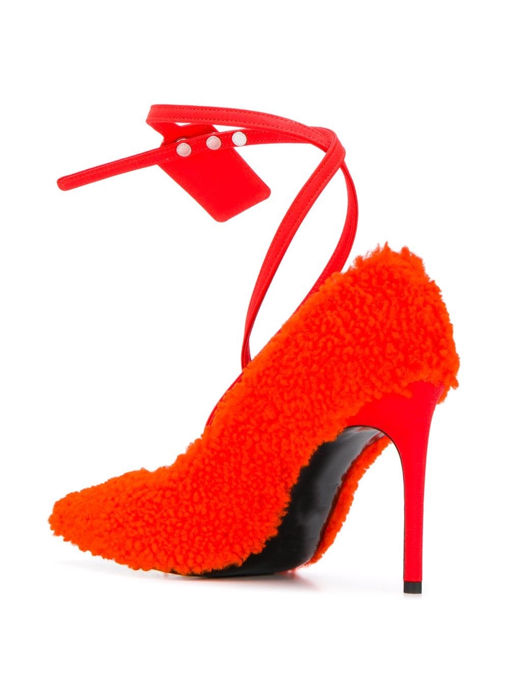 textured style ankle strap pumps - 3