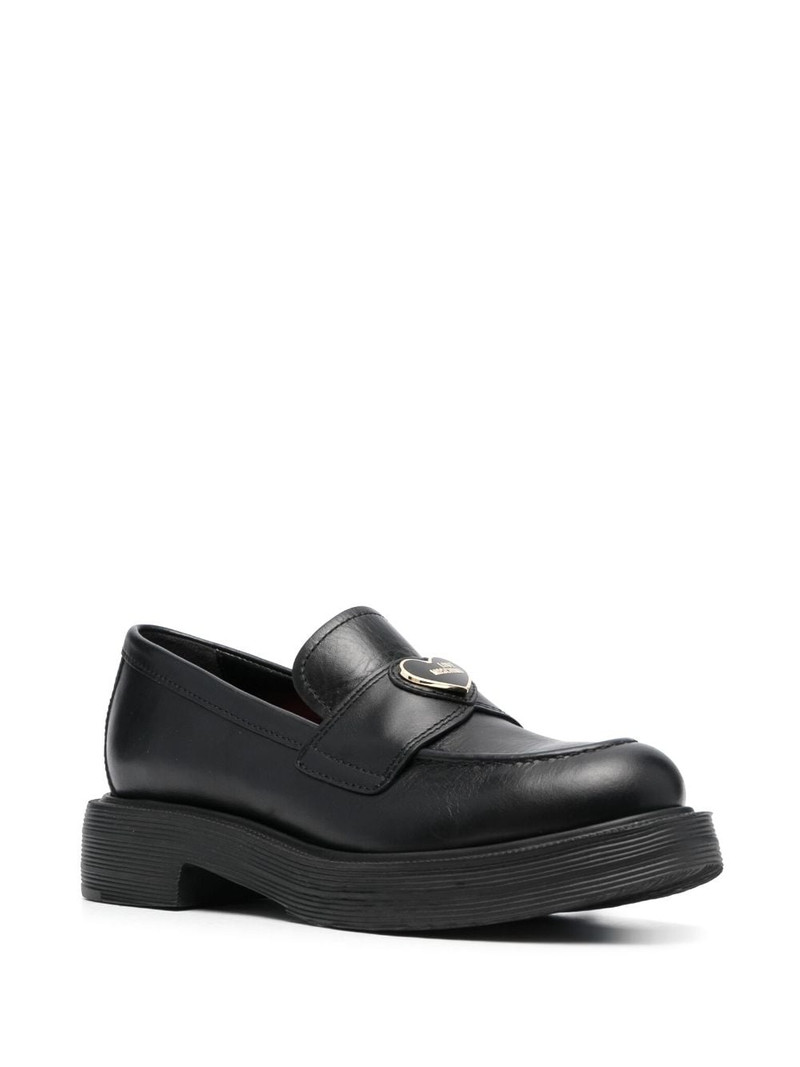 Moschino logo-plaque 40mm faux-leather loafers outlook