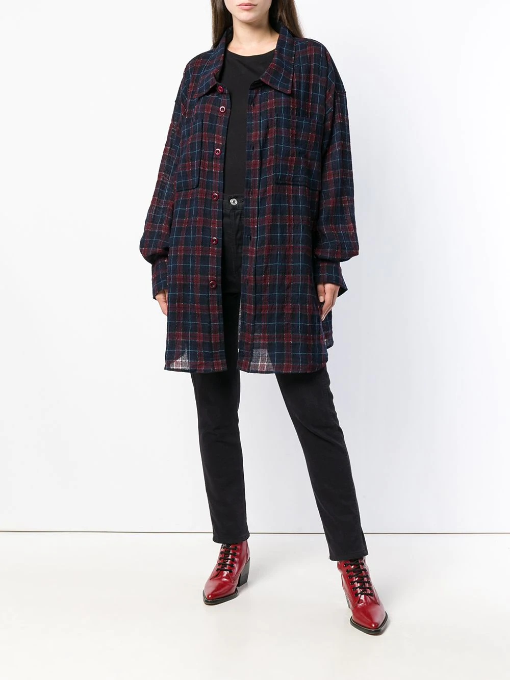 oversized checked shirt - 3