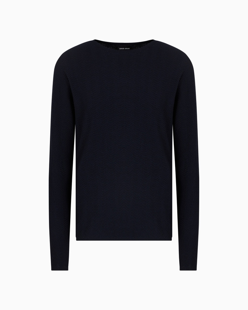 CHEVRON VIRGIN WOOL, CREW-NECK JUMPER 1