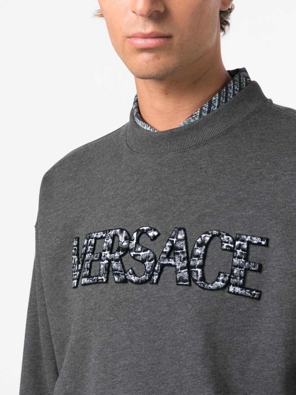 logo-patch cotton sweatshirt - 5