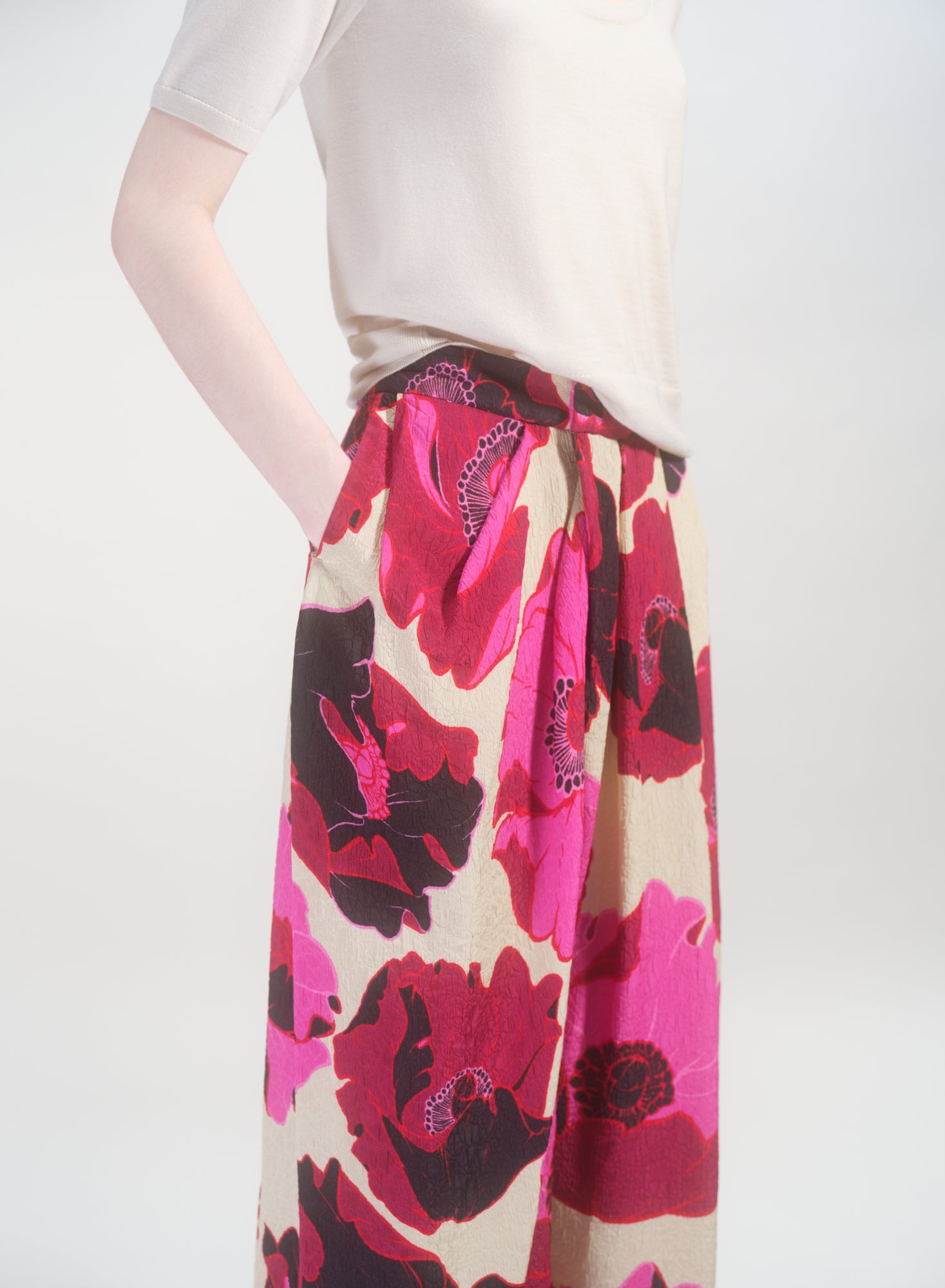 FLORAL WIDE PANTS - 7