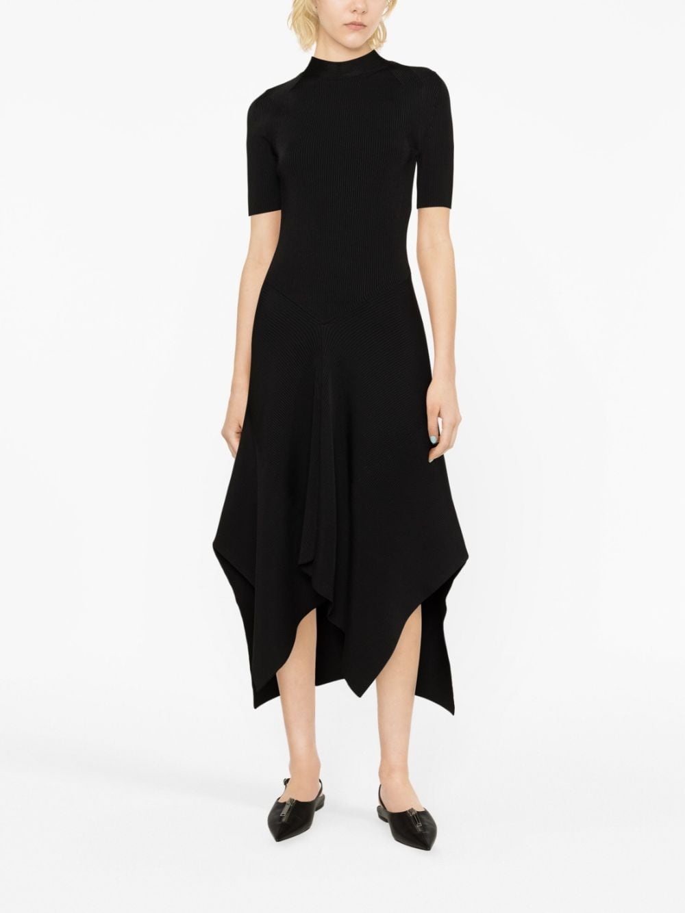 asymmetric ribbed-knit dress - 2