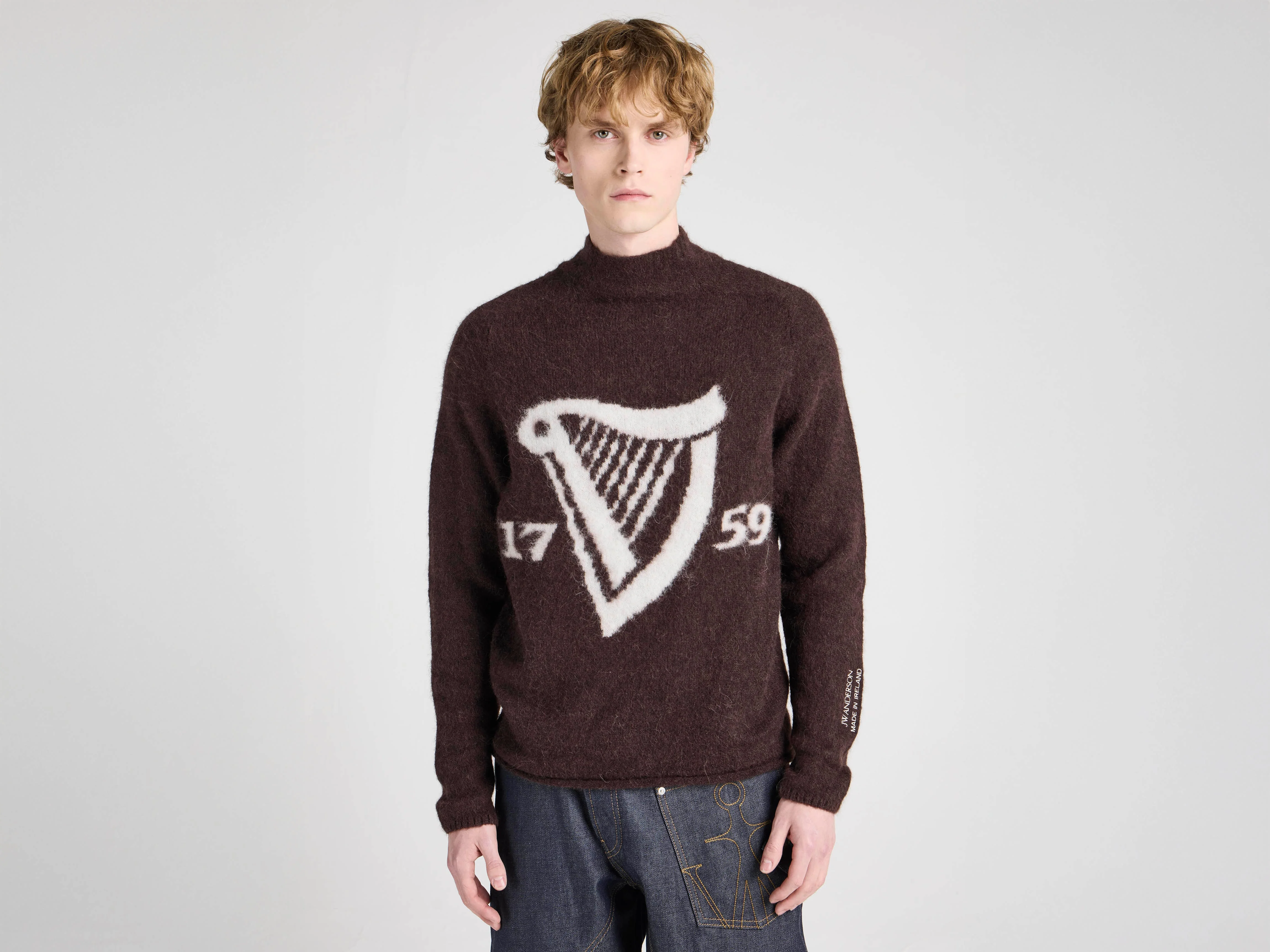 Unisex JW ANDERSON X GUINNESS HARP JUMPER IN DARK BROWN - 1