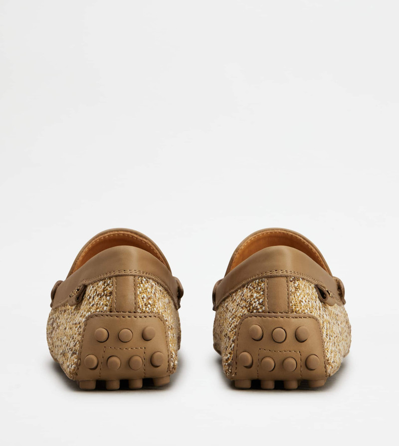 Tod's GOMMINO DRIVING SHOES IN FABRIC AND LEATHER - BEIGE outlook