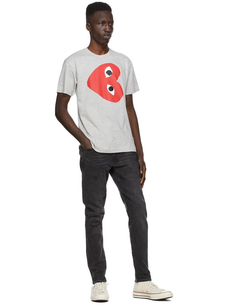 Comme des Garçons PLAY Grey Horizontal Heart T-Shirt outlook