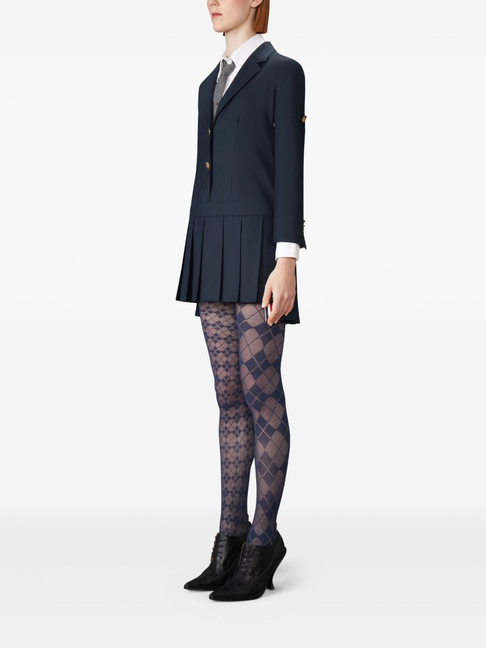 pleated-skirt button-detail dress - 3