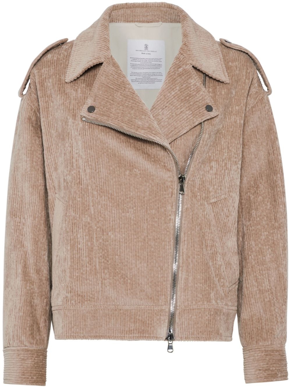 padded corduroy biker jacket - 1