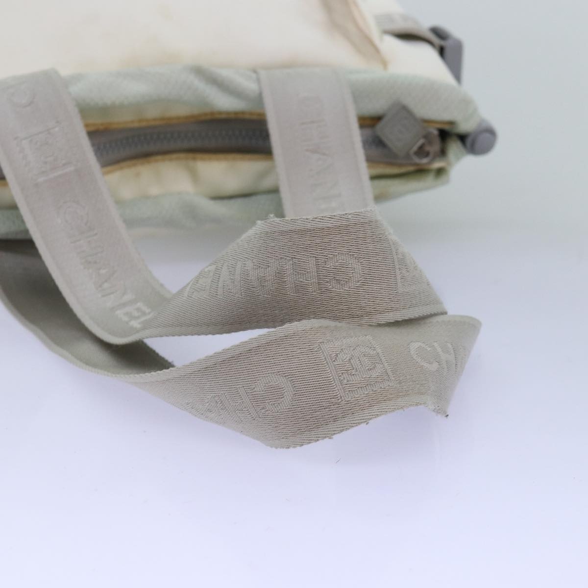 CHANEL Tote Bag Nylon White CC - 7