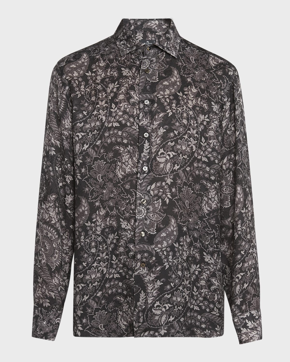 Men's Printed Silk Dress Shirt - 1