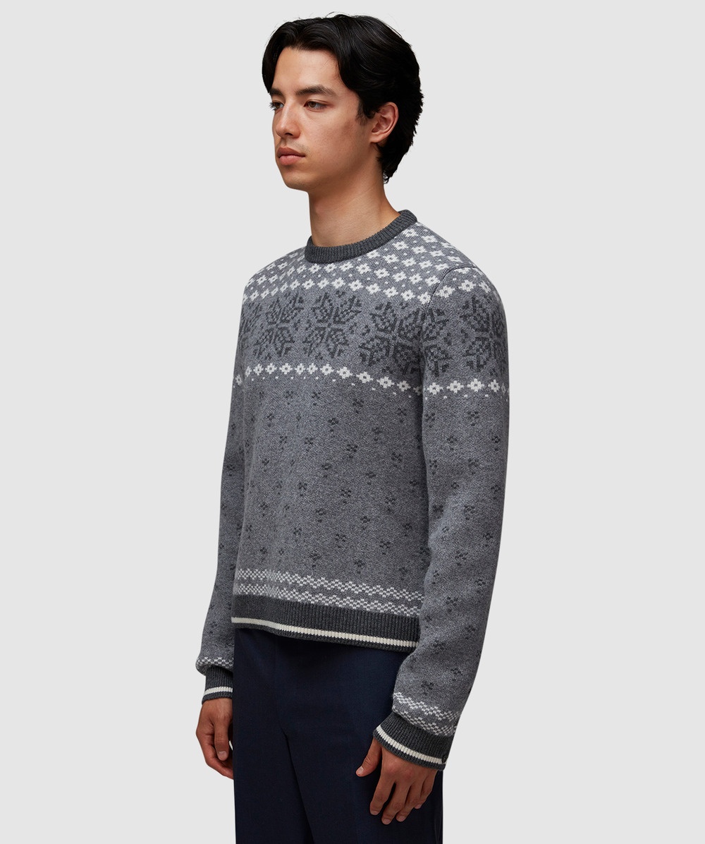 Snowflake fair isle jacquard knit sweater - 2