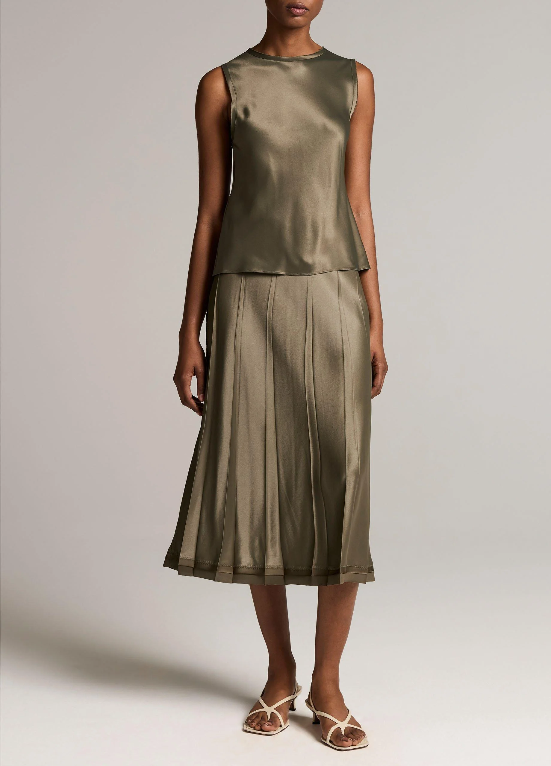 Raw-Edge Satin Skirt - 1