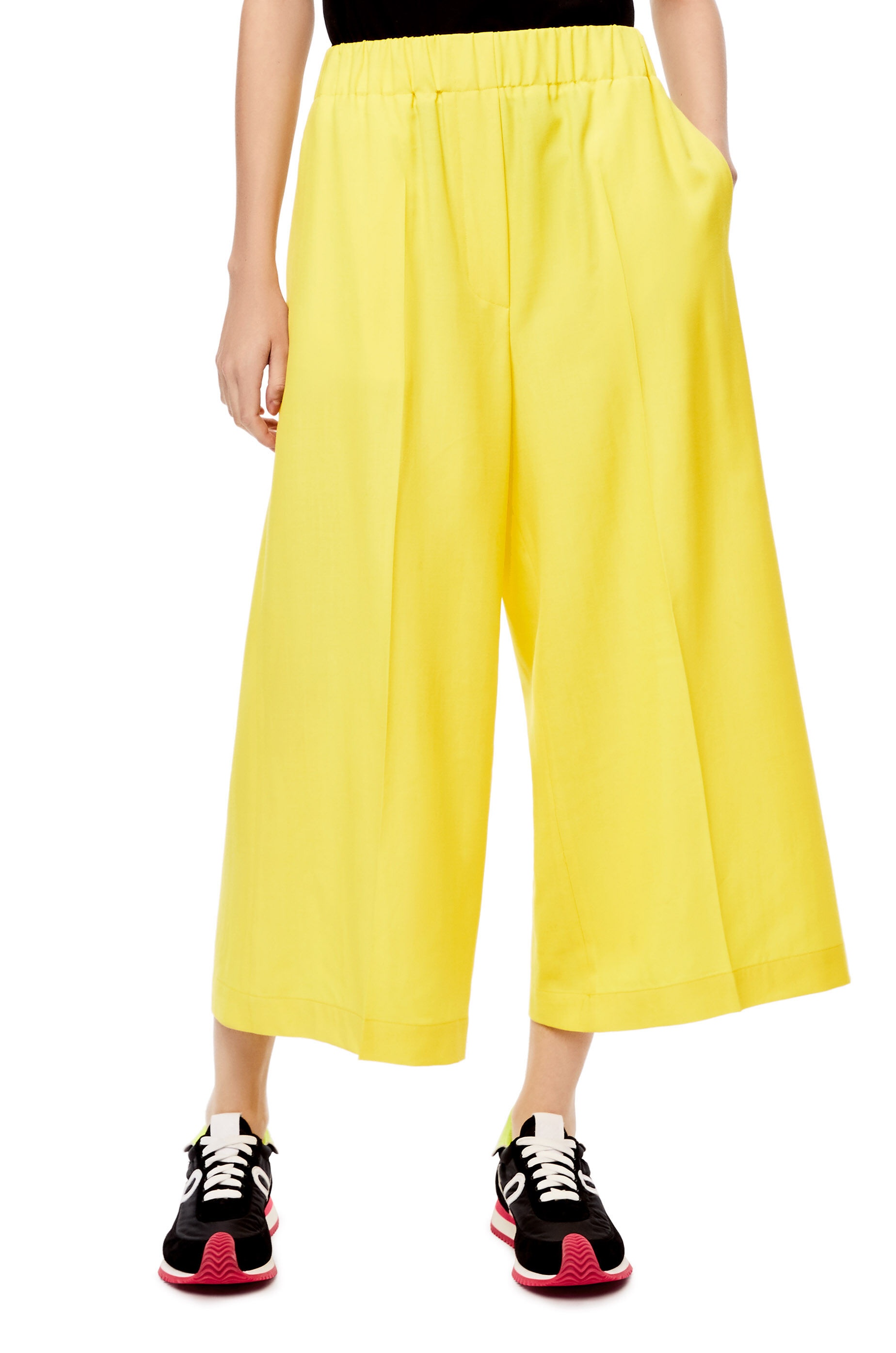 Elasticated cropped trousers in wool - 3