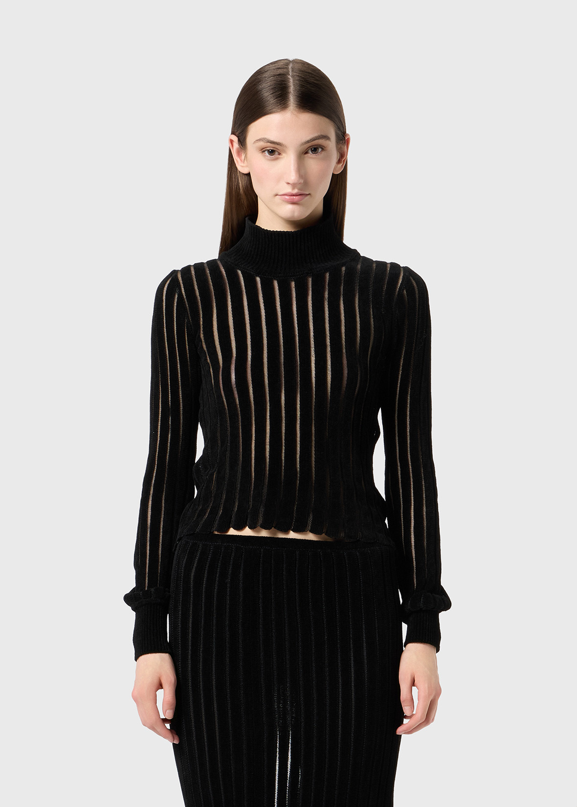 RIBBED SEE-THROUGH KNIT TURTLENECK - 3