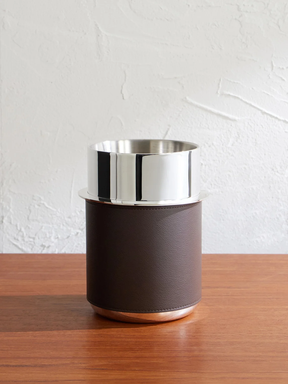 Leather-Trimmed Silver-Plated Glacette - 1