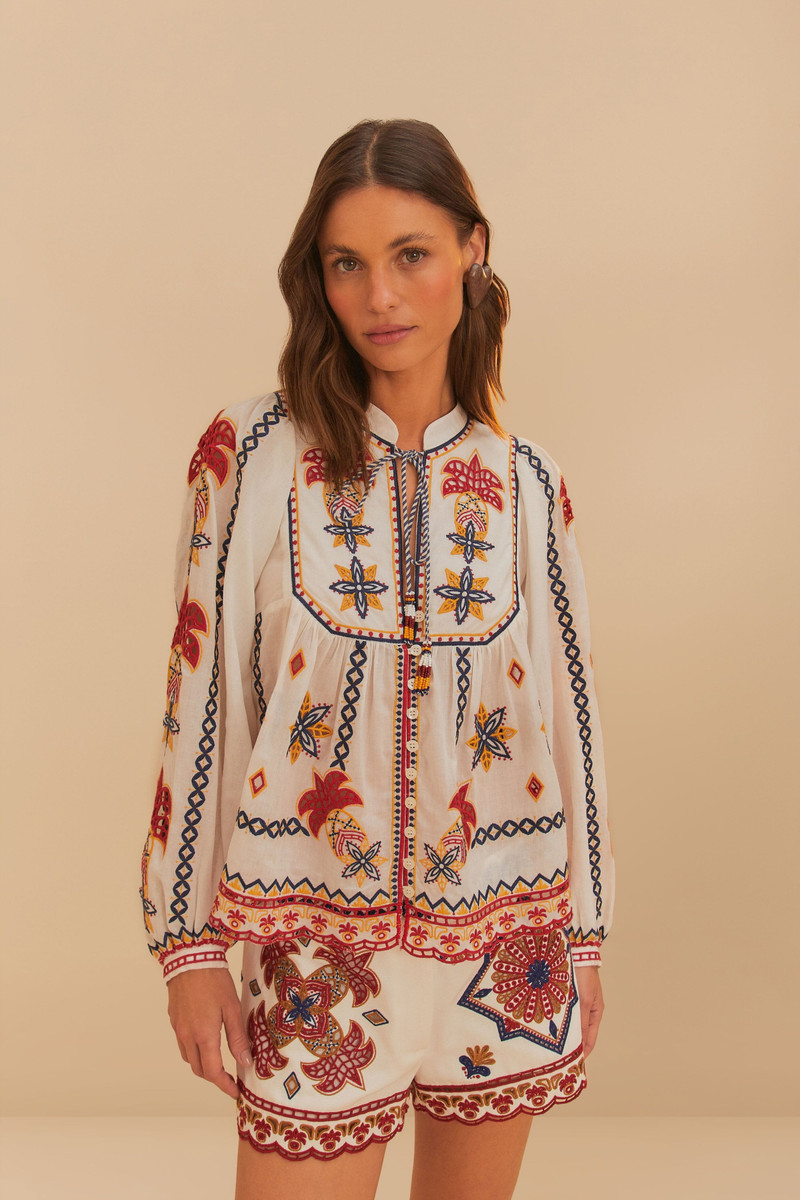 FARM RIO Off-White Marys Tiles Shorts outlook