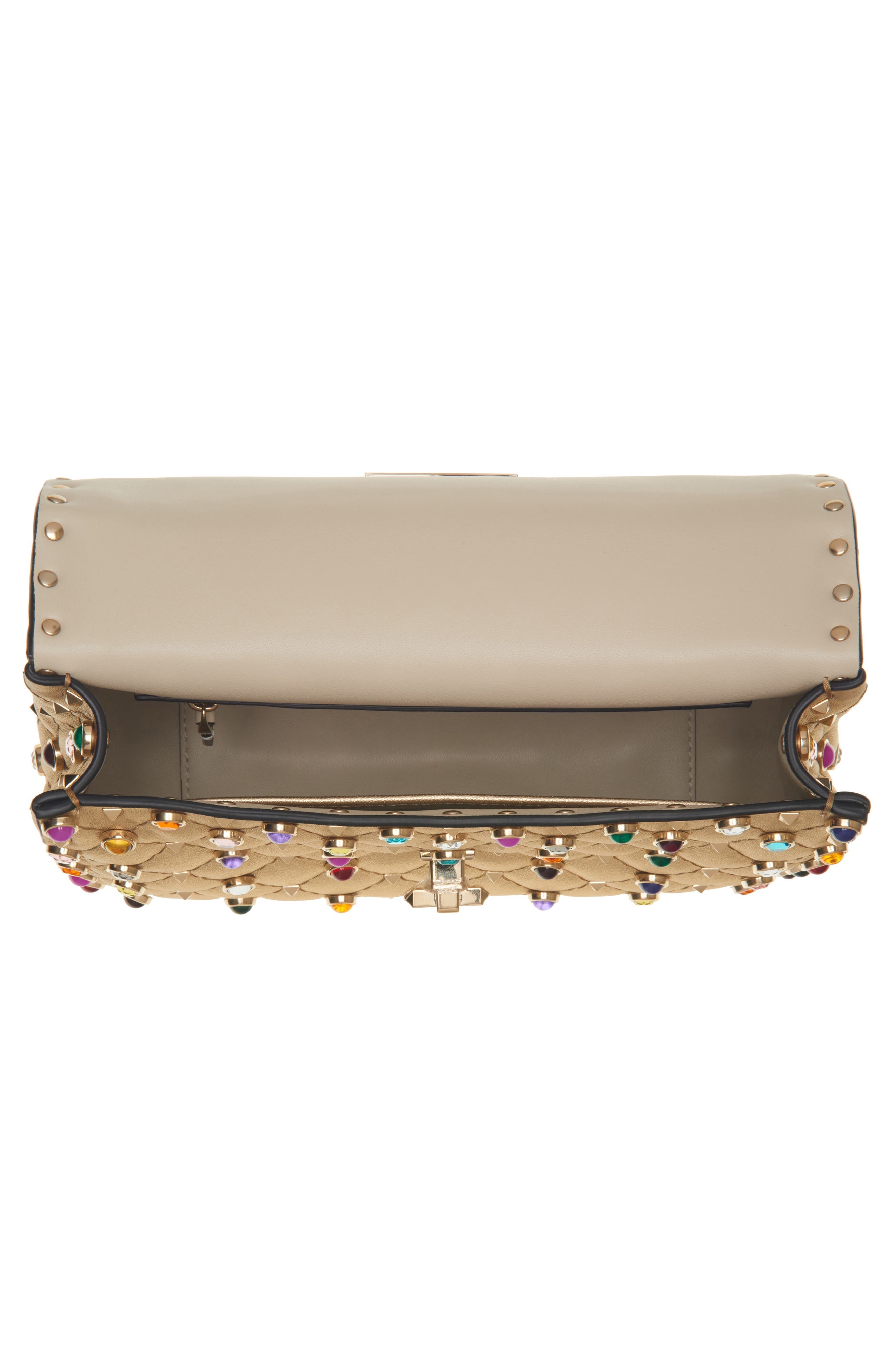 Valentino Garavani Small Rockstud Quilted Metallic Leather Shoulder Bag in Mekong/Soft Beige/Multico - 5