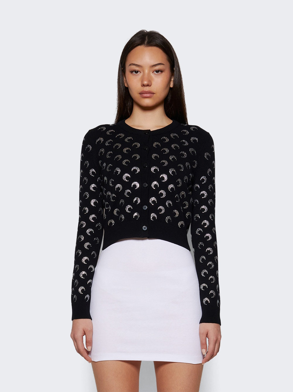Moon Strass Knit Fitted Cardigan Black - 2