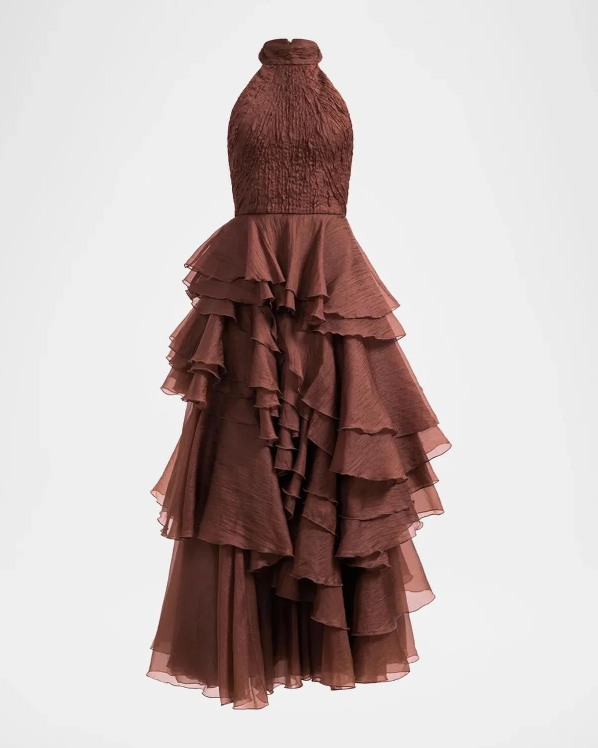 Fayette Strapless Asymmetric Tiered-Ruffle Gown - 1