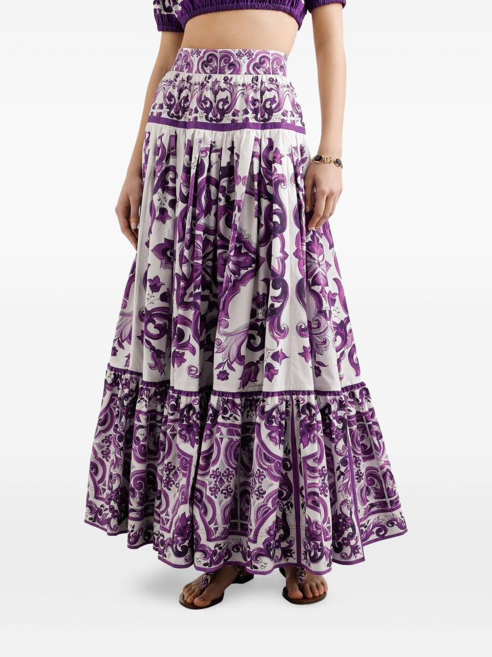 Majolica-print maxi skirt - 4