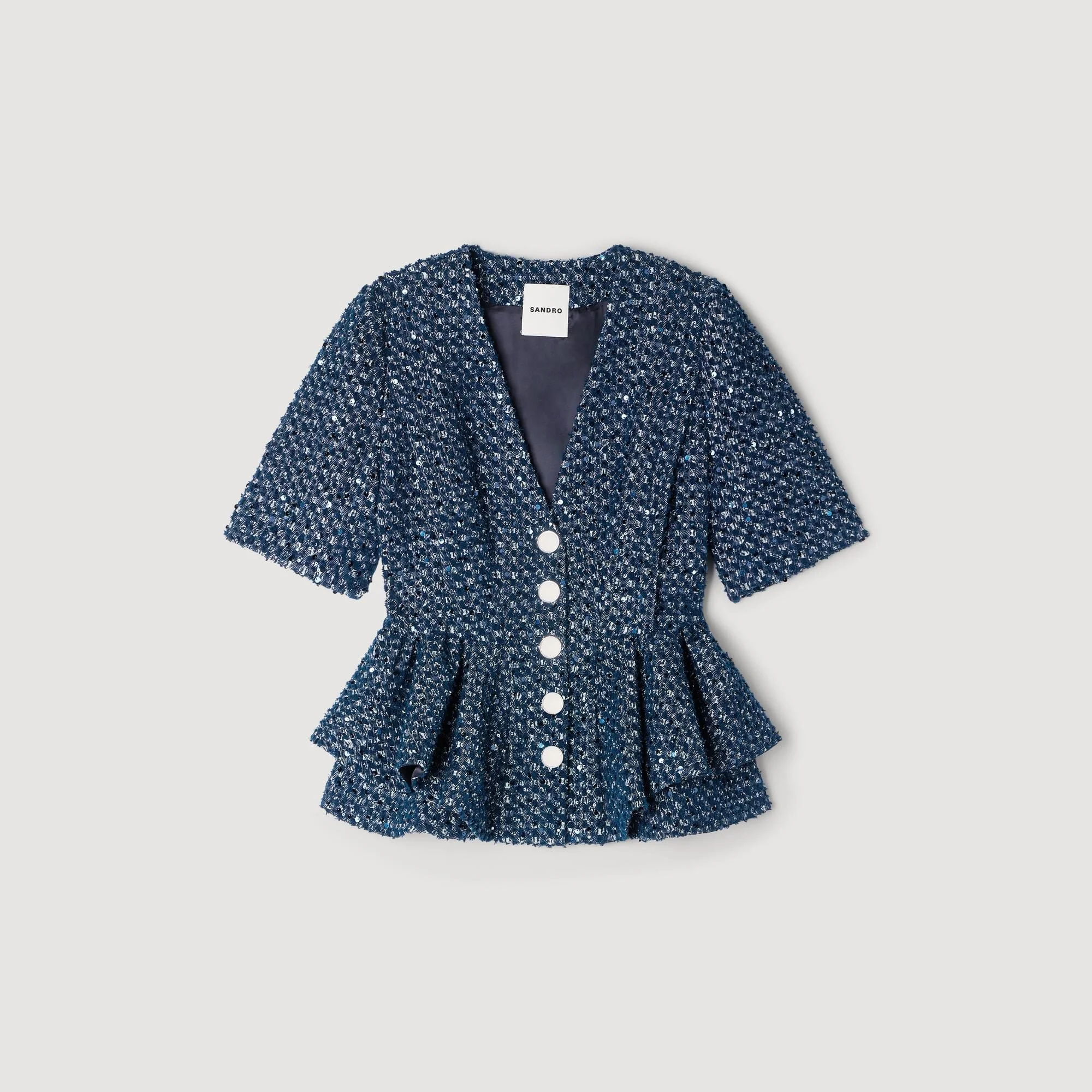 SEQUINNED PEPLUM TOP - 1
