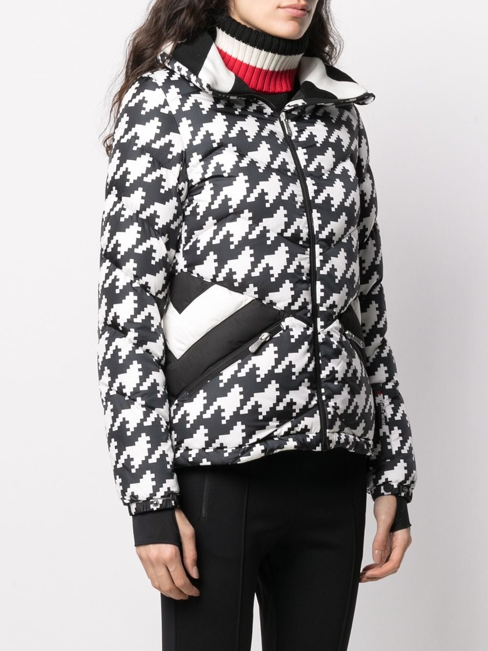 padded chevron jacket with houndstooth print - 3